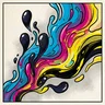 mașină de tipar digital ilustrată în stil comic cu efecte de puncte offset